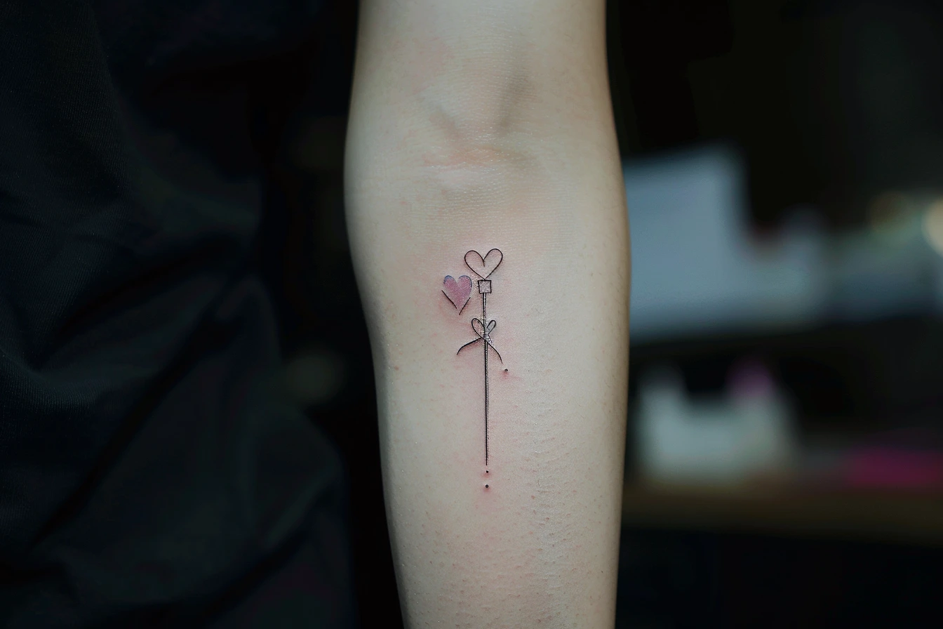 Tatuaje corazon linea fina globo Ventajas AvantPink Fine Line
